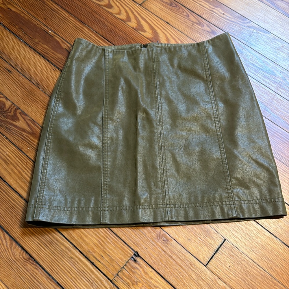 Dark green faux suede mini skirt